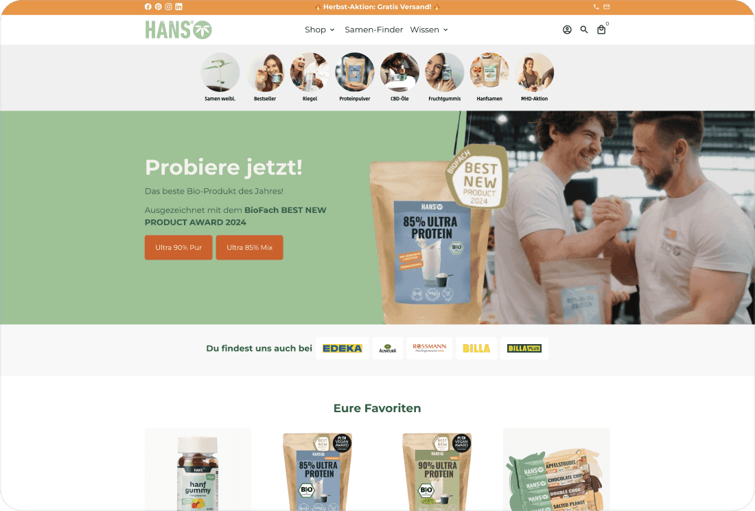 HANS Brainfood: neue Website mit Best New Product Award 2024