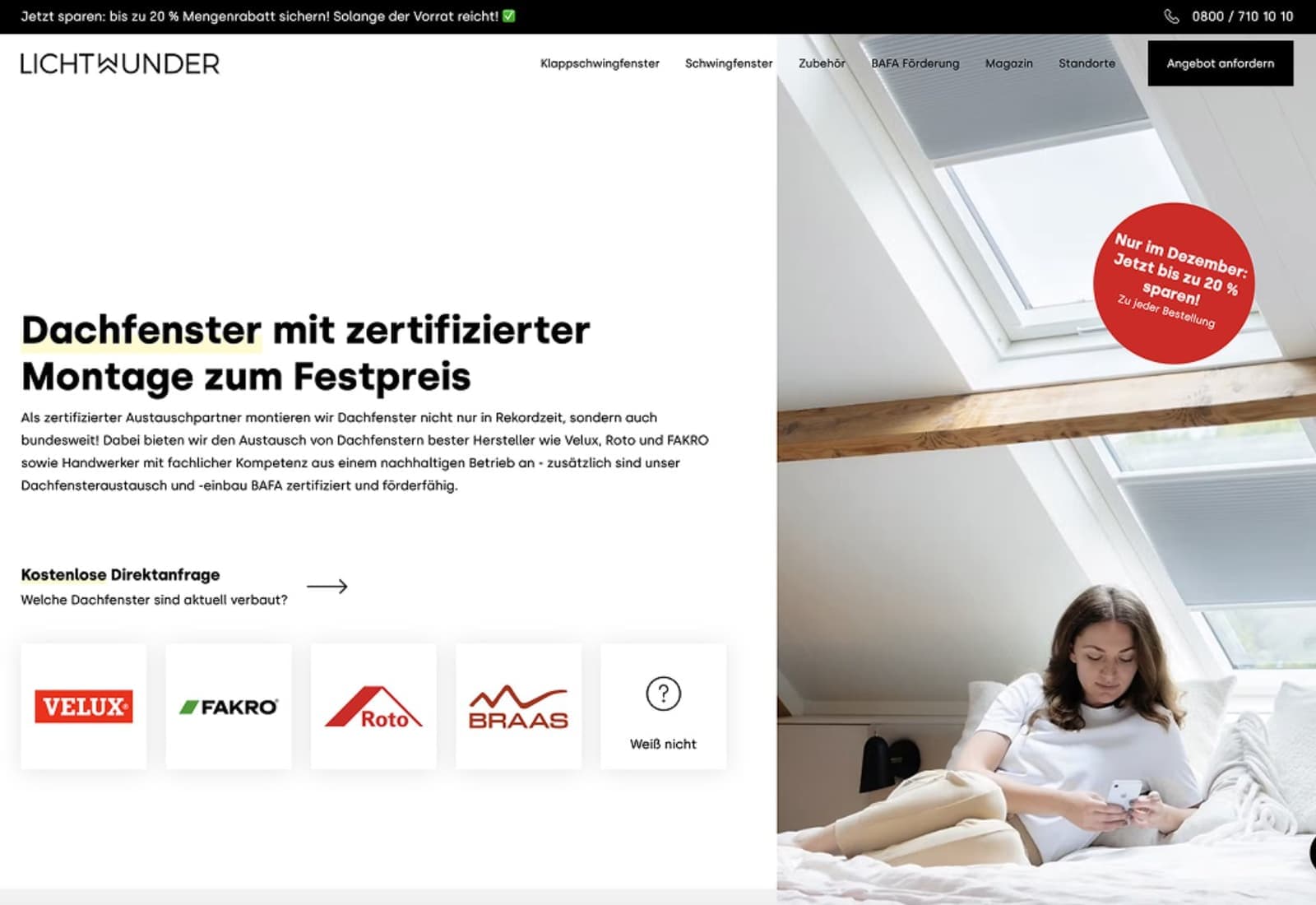 Renowert: Website-Hero für zertifizierten Dachfenster-Austausch