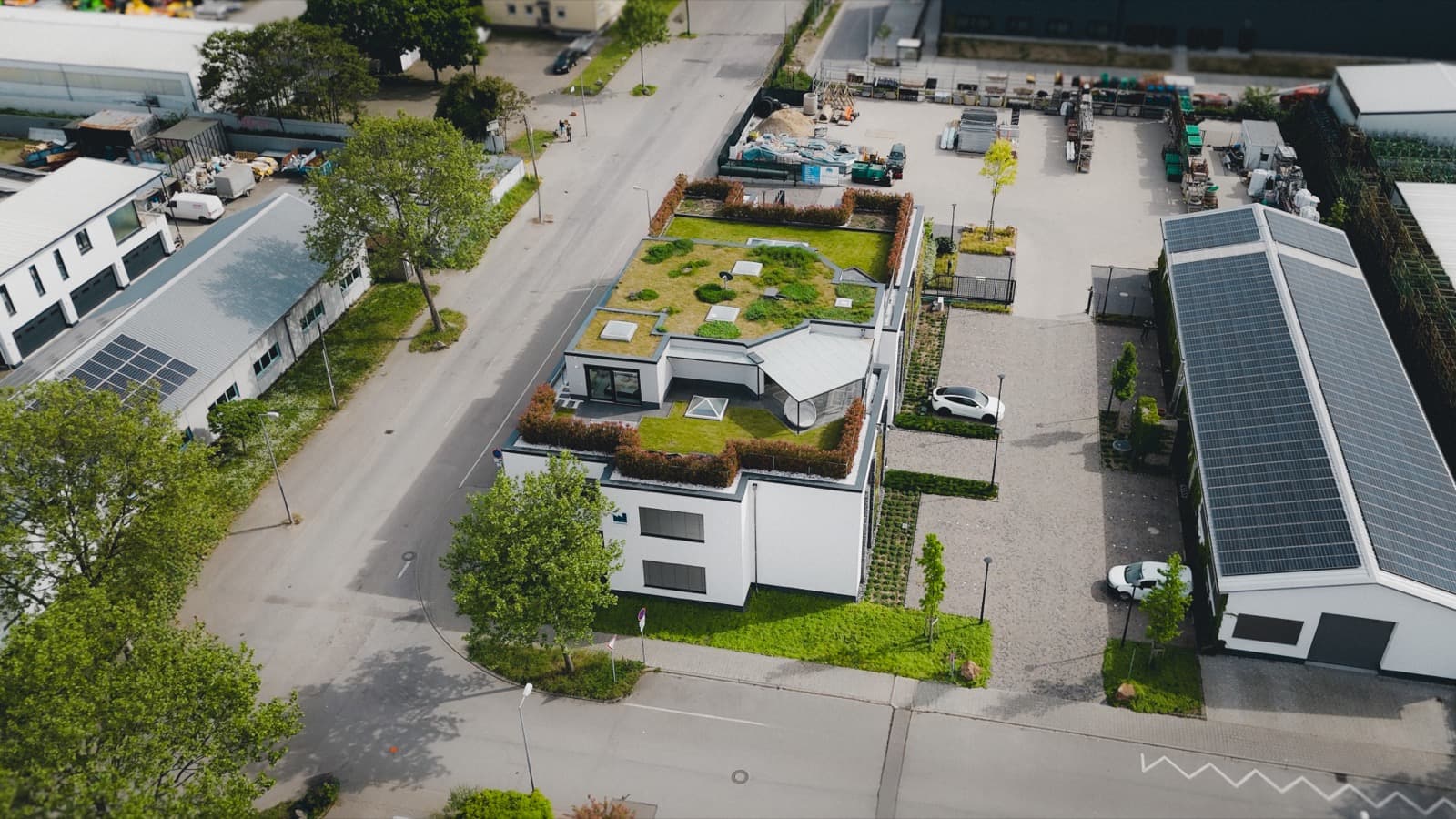Aerial view of the Trustfactory office building in Mannheim