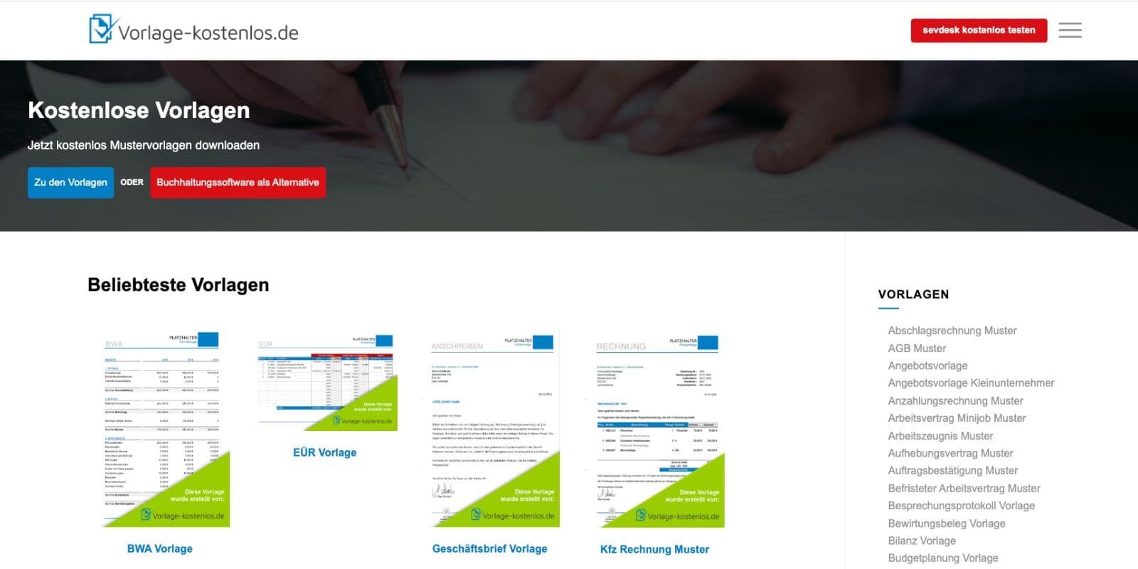 Webseite von sevDesk