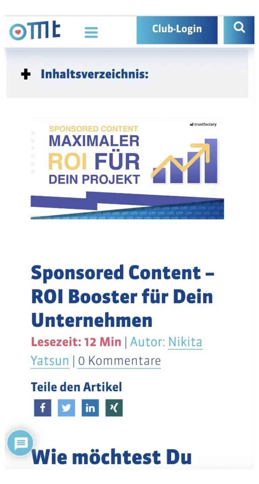 Presseartikel über Trustfactory in der OMT